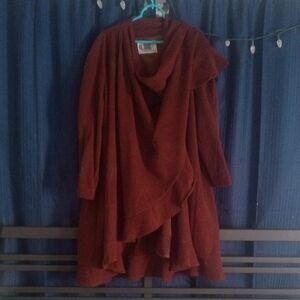 Elegant Burgundy Vintage Draped Cardigan